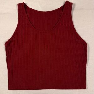Burgundy Ribbed Sleeveless Crop Top